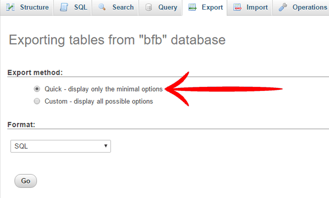 Phpmyadmin Quick Sql