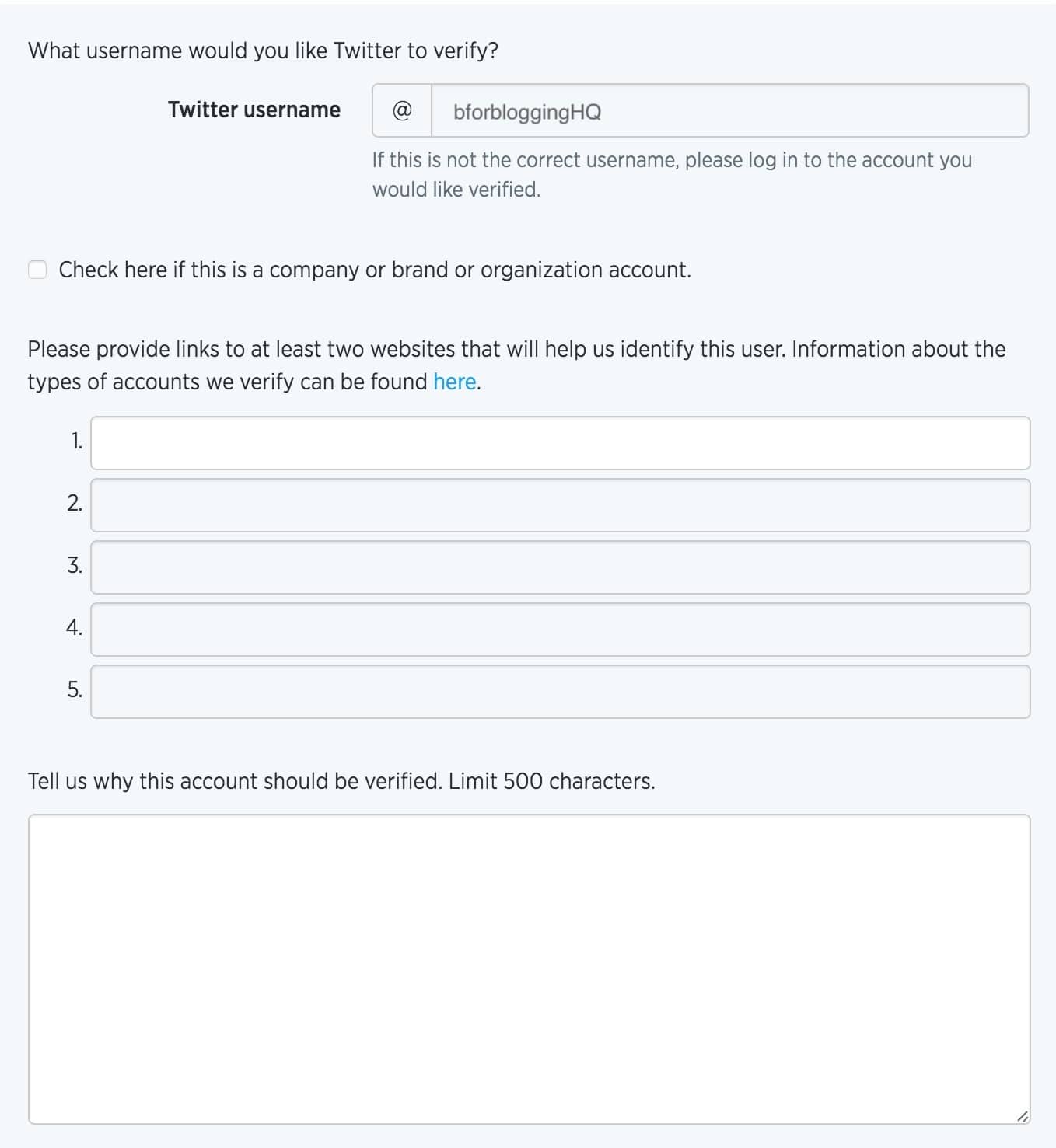 Application Form For Twitter Account Verification