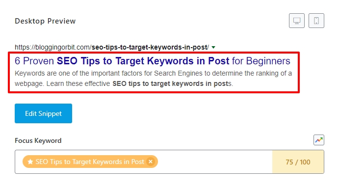 6 Proven Seo Tips To Target Keywords In Post For Beginners 4 Include Keyword In Title And Meta Description Of The Page